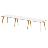 Oslo 1200mm Single Row 3 Person Desk White Top Natural Wood Edge White Frame OSL0118 DD